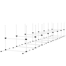 PawHut 8 Piece Dog Agility Set with Adjustable Height Jump Bars, Carry Bag, Displacing Top Bar, White