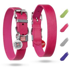 Long Lasting Leather Dog Collar for Large Dogs Medium Small Dogs Adjustable Collar with Durable Buckle D Ring 12-15 inch Neck x 4/5 inch Wide Pink Co