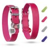 Long Lasting Leather Dog Collar for Large Dogs Medium Small Dogs Adjustable for Boy Girl Dog Collars with Durable Buckle D Ring Pink 15 - 20 inch Nec